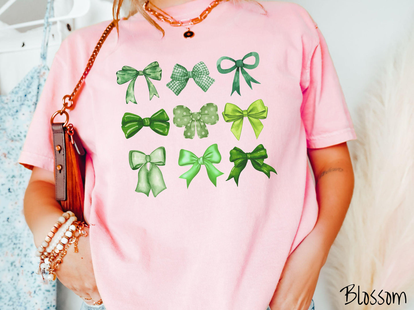 St Patrick's Day Bows Comfort Colors Shirt, Coquette Bow Tee, Spring St Patty's Tshirt, Preppy St Patrick's Day Shirt, Sweet Green Tee