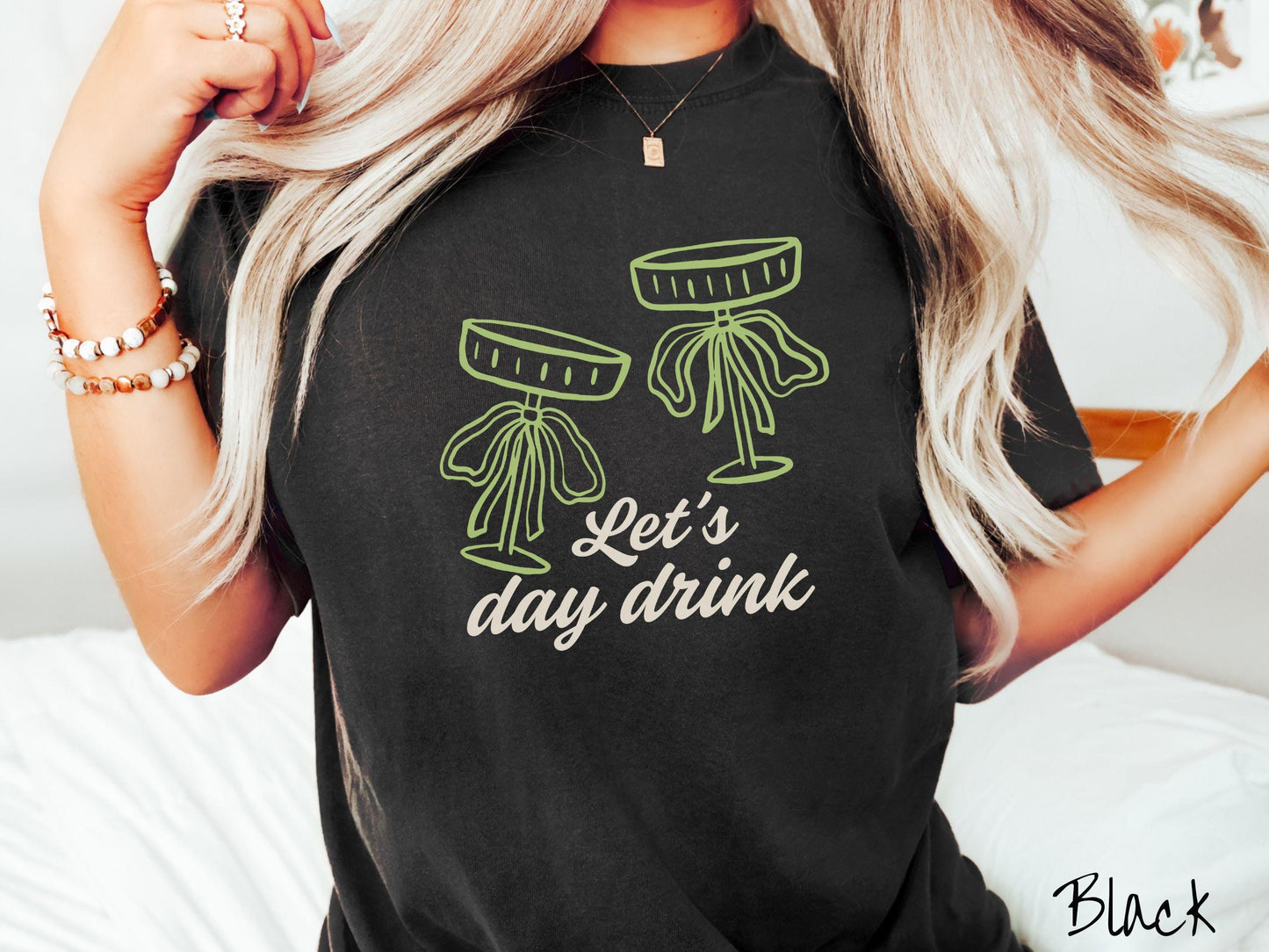 Let's Day Drink St Patrick's Day Espresso Martini Comfort Colors Shirt, St Patty's Day Cheers Tee, Coquette Bows Tshirt, Girly St Patrick