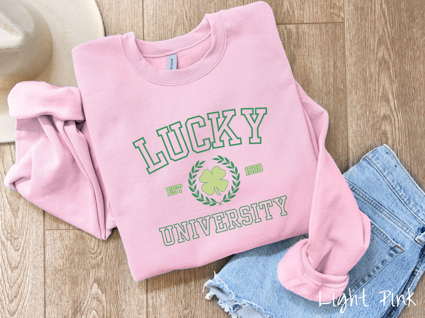 Lucky University St Patrick's Day Sweatshirt, Varsity Style St Patty's Sweater, College St Patrick's Day Shirt, Shamrock Sweater Academic