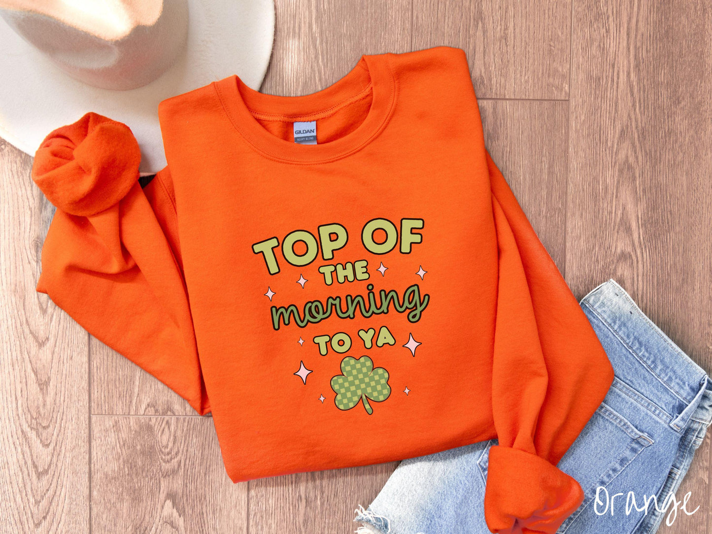 Top of the Morning to Ya St Patrick's Day Sweatshirt, Shamrock Green Sweater, Retro St Patty's Day Shirt, Girly Colorful St Patrick's Day