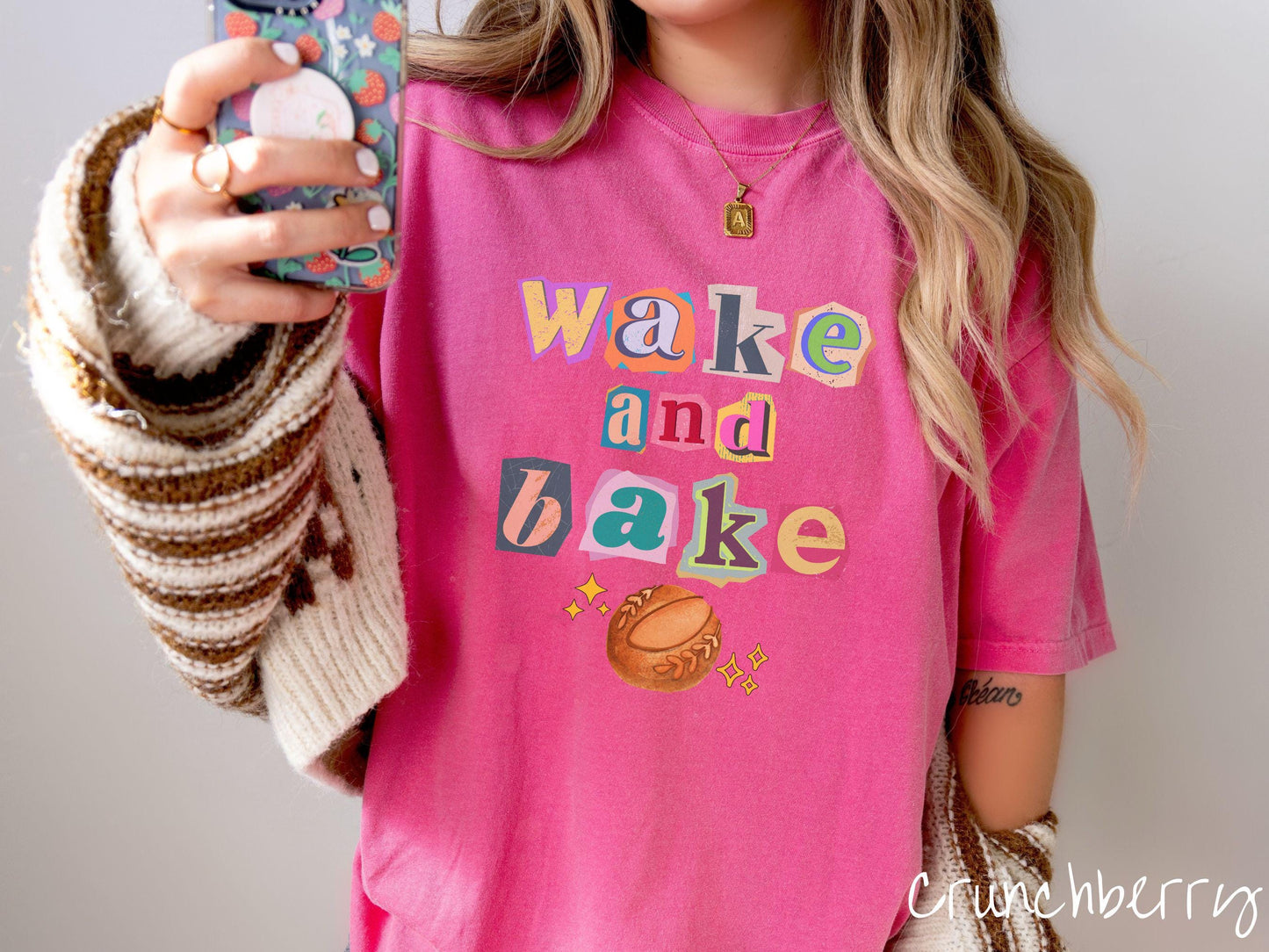 Scrapbook Style Wake and Bake Sourdough Comfort Colors Shirt, Pun Sourdough Tee, Bread Maker Gift T-Shirt, Funny Baking Tee, Homesteading