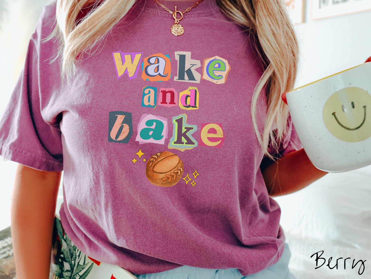 Scrapbook Style Wake and Bake Sourdough Comfort Colors Shirt, Pun Sourdough Tee, Bread Maker Gift T-Shirt, Funny Baking Tee, Homesteading