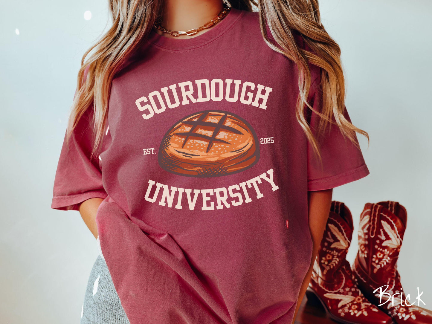 Varsity Sourdough University Comfort Colors Shirt, Pun Sourdough Tee, Bread Maker Gift T-Shirt, Funny Baking Tee, Homesteading