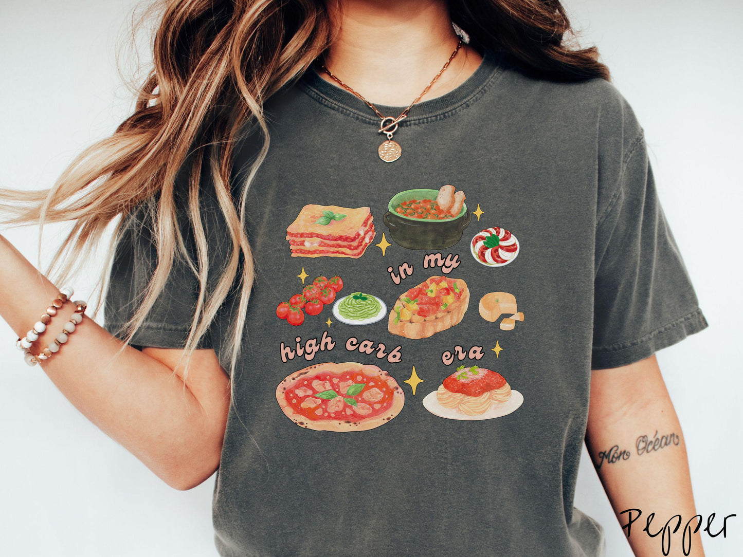 In My High Carb Era Pasta Grid Comfort Colors Shirt, Pun Food Tee, Italian Food, Gift T-Shirt, Funny Pasta Tee, Homesteading