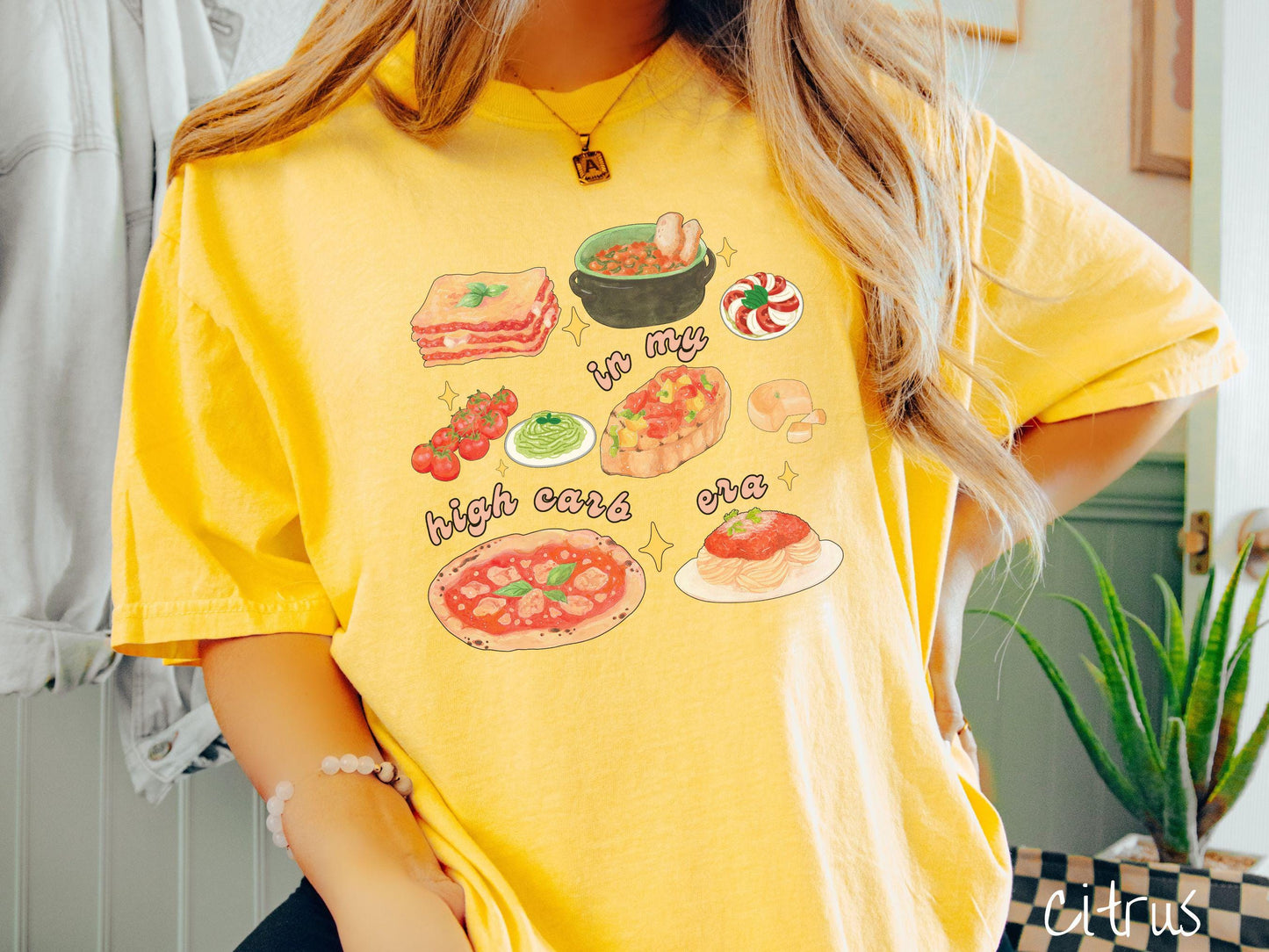 In My High Carb Era Pasta Grid Comfort Colors Shirt, Pun Food Tee, Italian Food, Gift T-Shirt, Funny Pasta Tee, Homesteading