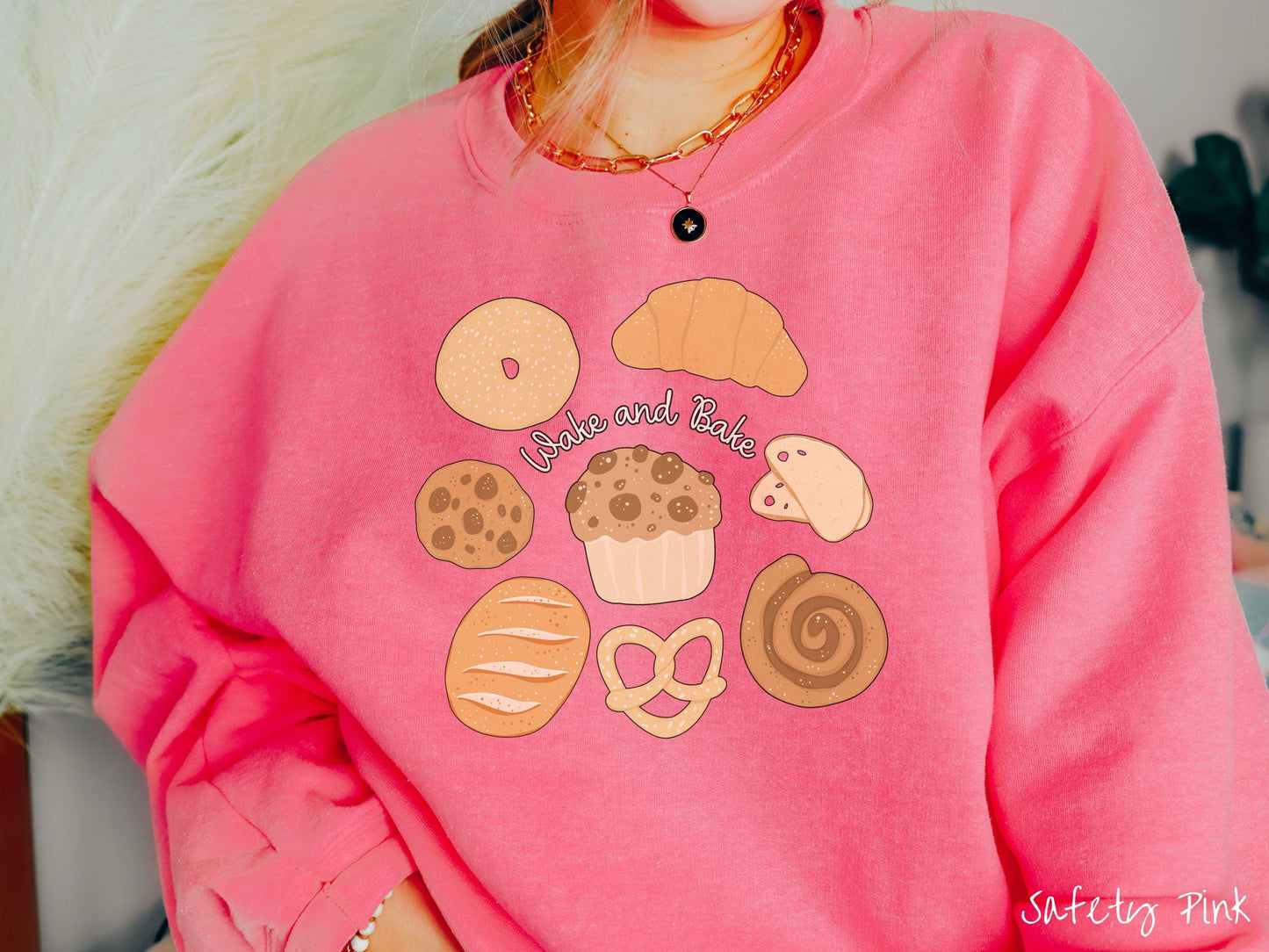 The Wake and Bake Sourdough Grid Sweatshirt, Baked Goods Sweater, Fun Foodie Gift, Baker Pun Shirt, Sourdough Starter, Bread Maker