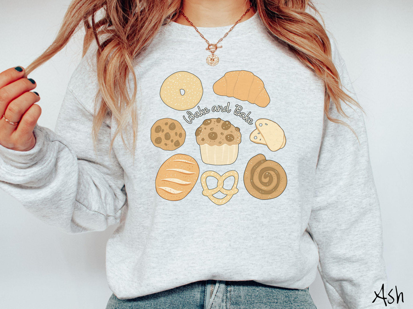 The Wake and Bake Sourdough Grid Sweatshirt, Baked Goods Sweater, Fun Foodie Gift, Baker Pun Shirt, Sourdough Starter, Bread Maker