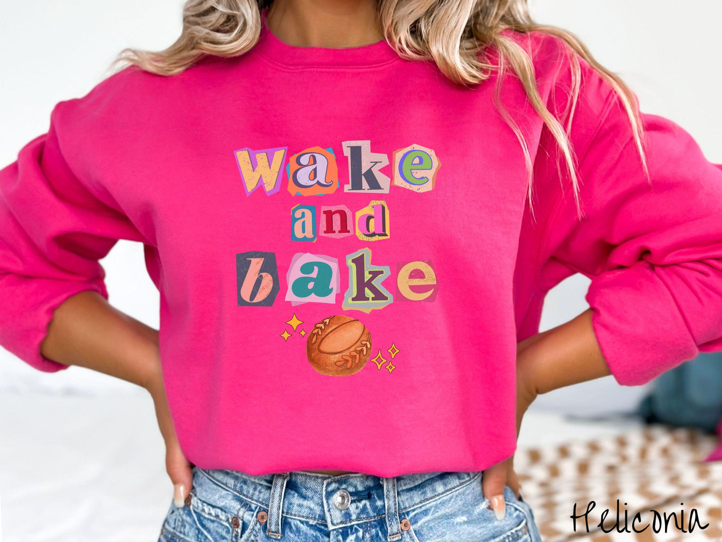 The Wake and Bake Sourdough Scrapbook Letters Sweatshirt, Baked Goods Sweater, Foodie Gift, Pun Shirt, Sourdough Starter, Magazine Cutout