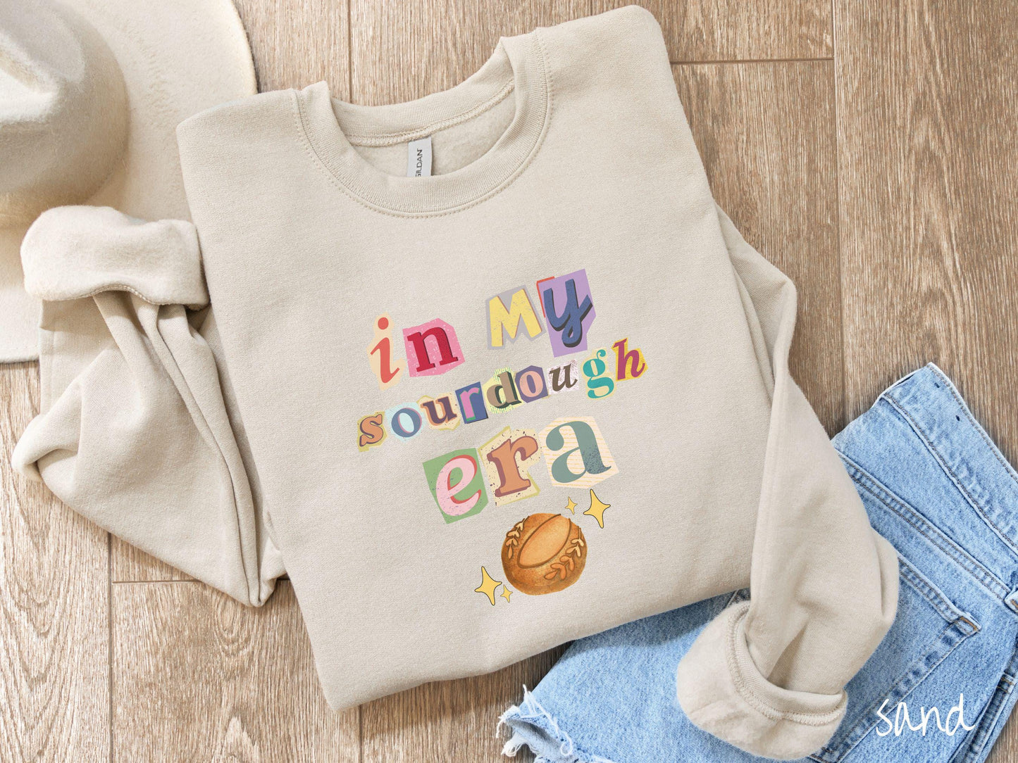 The In My Sourdough Era Scrapbook Letters Sweatshirt, Baked Goods Sweater, Foodie Gift, Pun Shirt, Sourdough Starter, Magazine Cutout