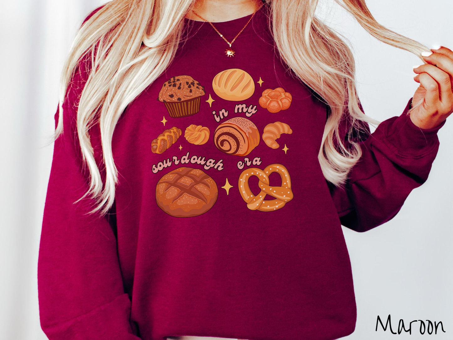 The In My Sourdough Era Grid Boho Sweatshirt, Baked Goods Sweater, Foodie Gift, Pun Shirt, Sourdough Starter, Sourdough Mom Pun