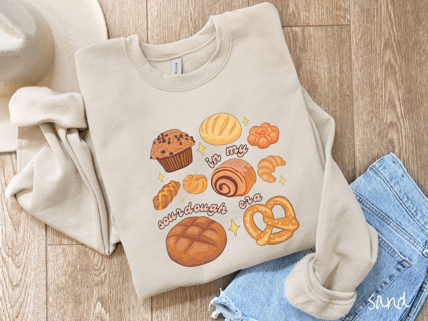 The In My Sourdough Era Grid Boho Sweatshirt, Baked Goods Sweater, Foodie Gift, Pun Shirt, Sourdough Starter, Sourdough Mom Pun