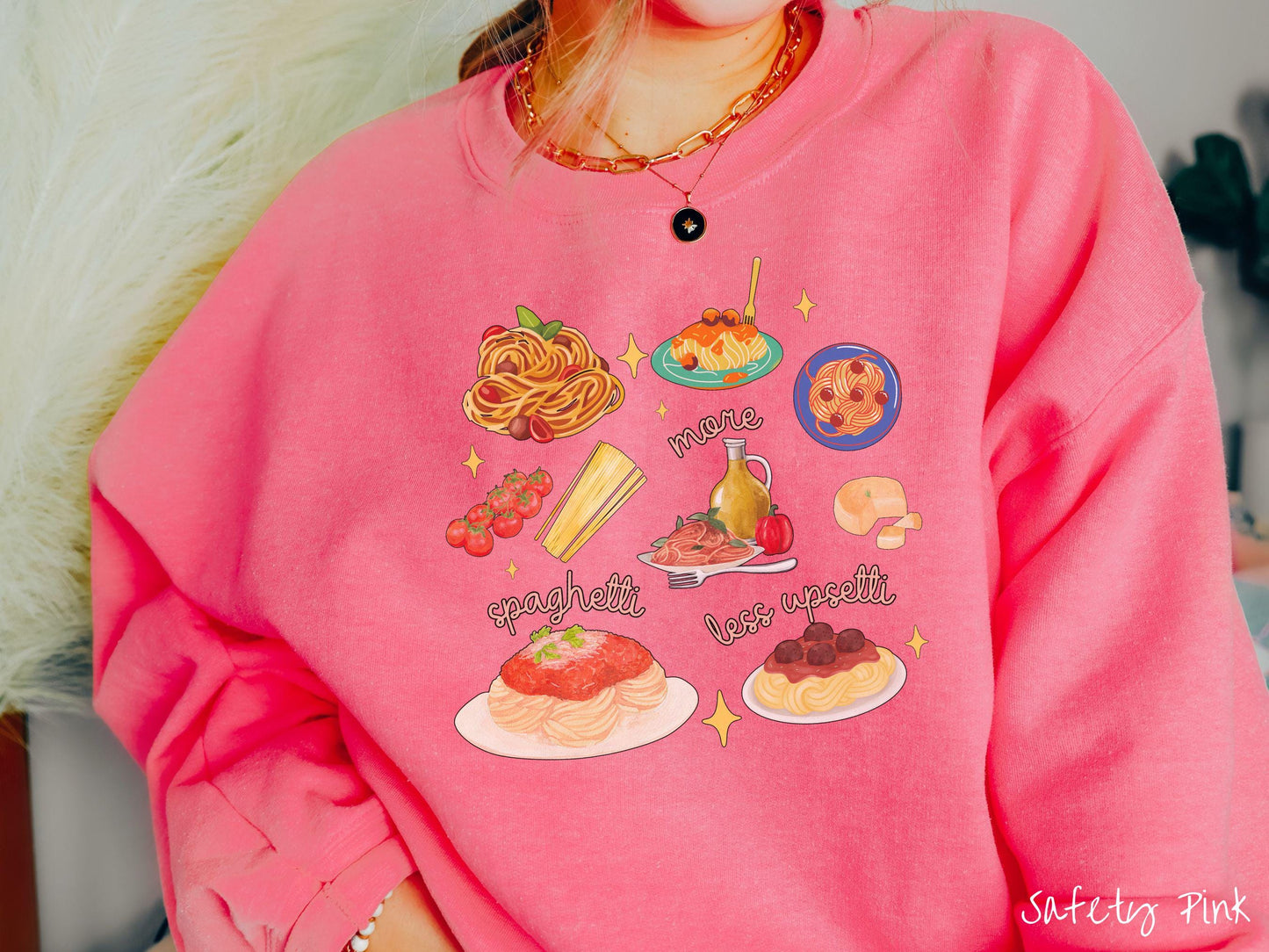 The More Spaghetti Less Upsetti Food Grid Sweatshirt, Carbohydrates Sweater, Italian Food Shirt, Funny Pasta Pun Sweatshirt, Foodie Gift
