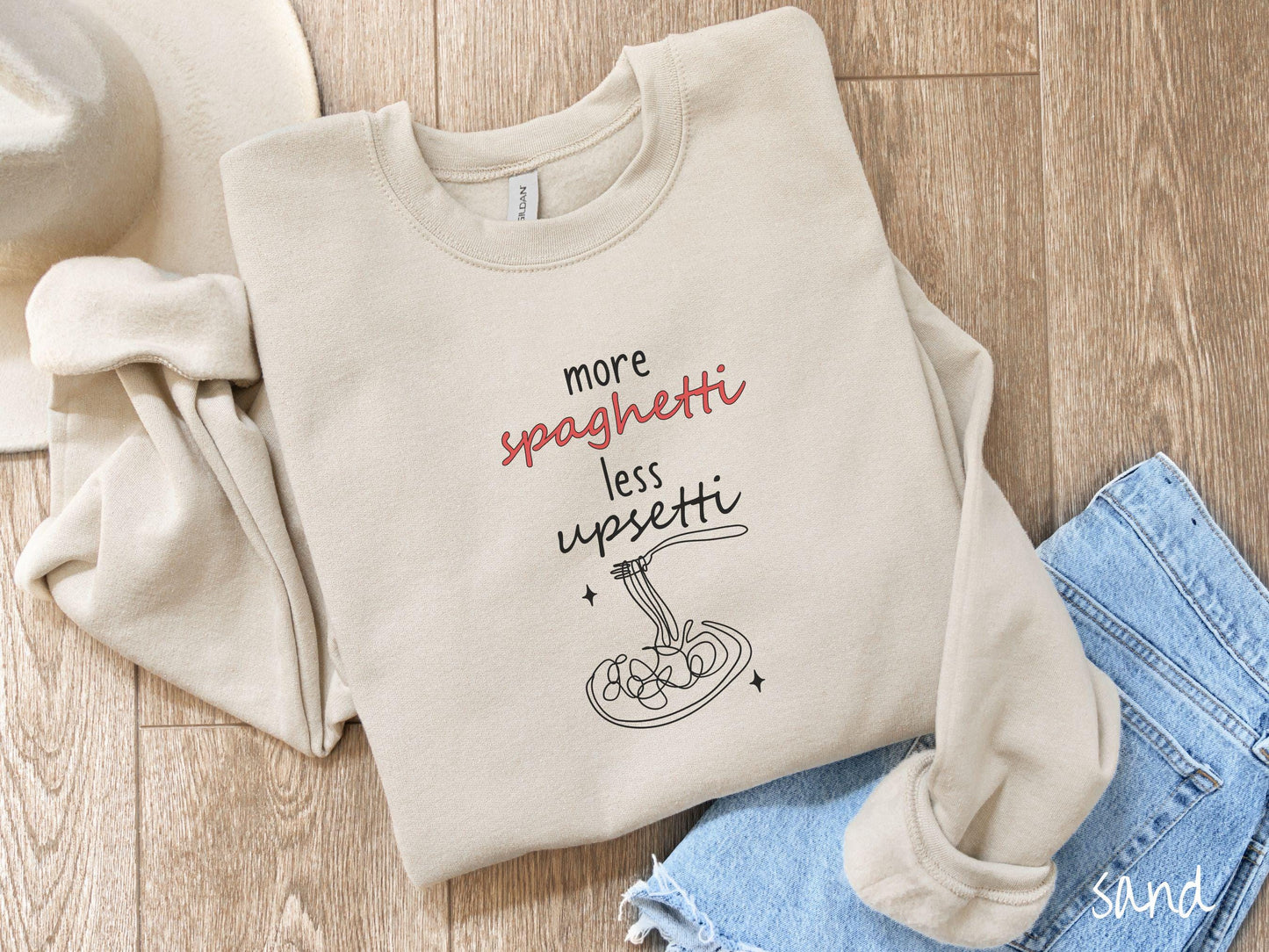 The Minimalistic More Spaghetti Less Upsetti Sweatshirt, Carbohydrates Sweater, Italian Food Shirt, Funny Pasta Pun Sweatshirt, Foodie Gift