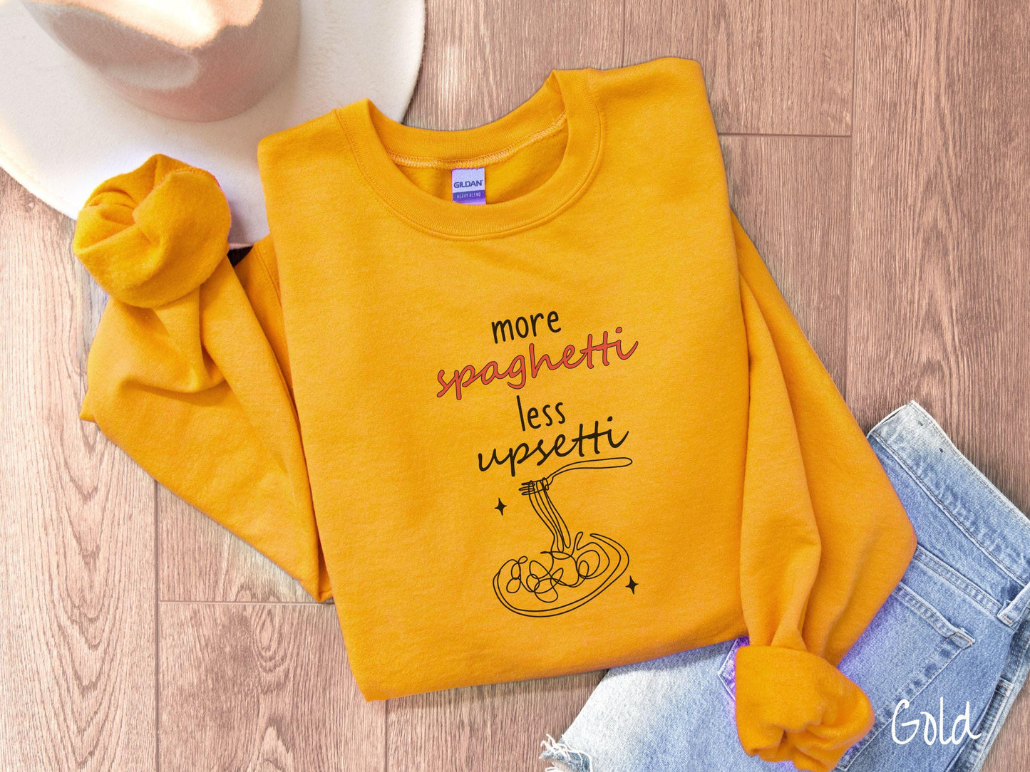 The Minimalistic More Spaghetti Less Upsetti Sweatshirt, Carbohydrates Sweater, Italian Food Shirt, Funny Pasta Pun Sweatshirt, Foodie Gift