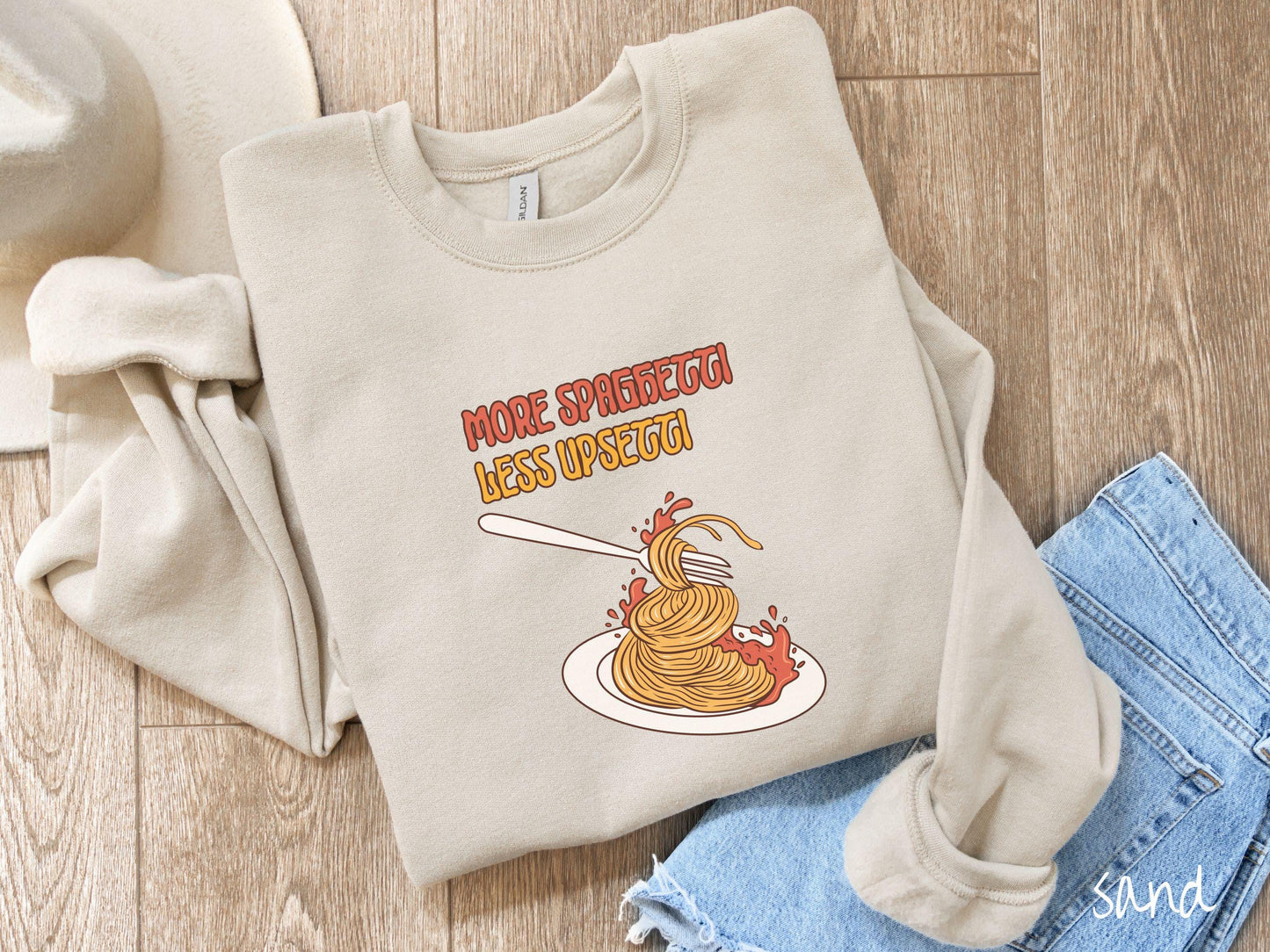 The Retro More Spaghetti Less Upsetti Sweatshirt, Carbohydrates Sweater, Italian Food Shirt, Funny Pasta Pun Sweatshirt, Foodie Gift