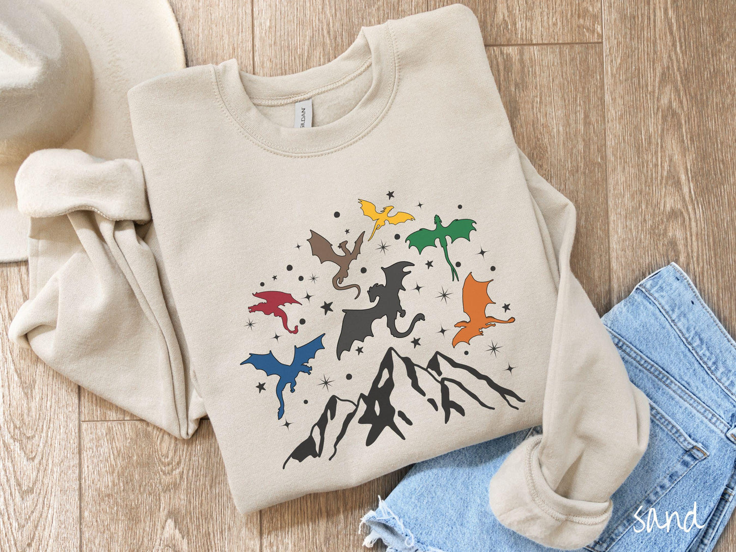 The Dragon Riders Mountain Sweatshirt, Fantasy Book Tee, Romantasy Gift T-Shirt, Bookish Dragon Tee, Fantasy World Tee