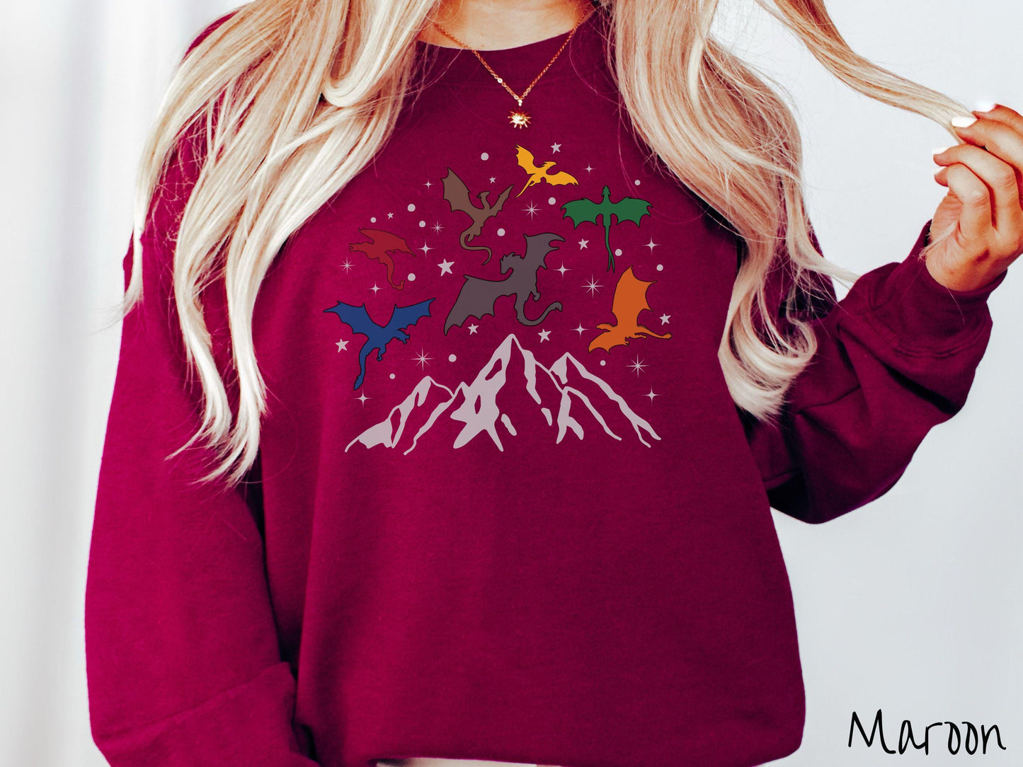 The Dragon Riders Mountain Sweatshirt, Fantasy Book Tee, Romantasy Gift T-Shirt, Bookish Dragon Tee, Fantasy World Tee