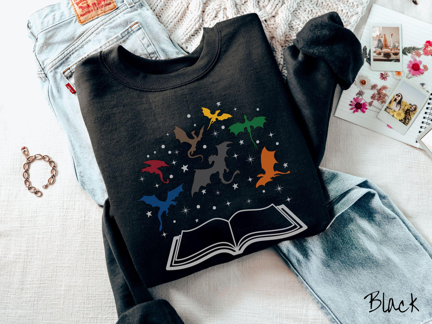The Dragon Riders Magic Book Sweatshirt, Fantasy Book Tee, Romantasy Gift T-Shirt, Bookish Dragon Tee, Fantasy World Tee