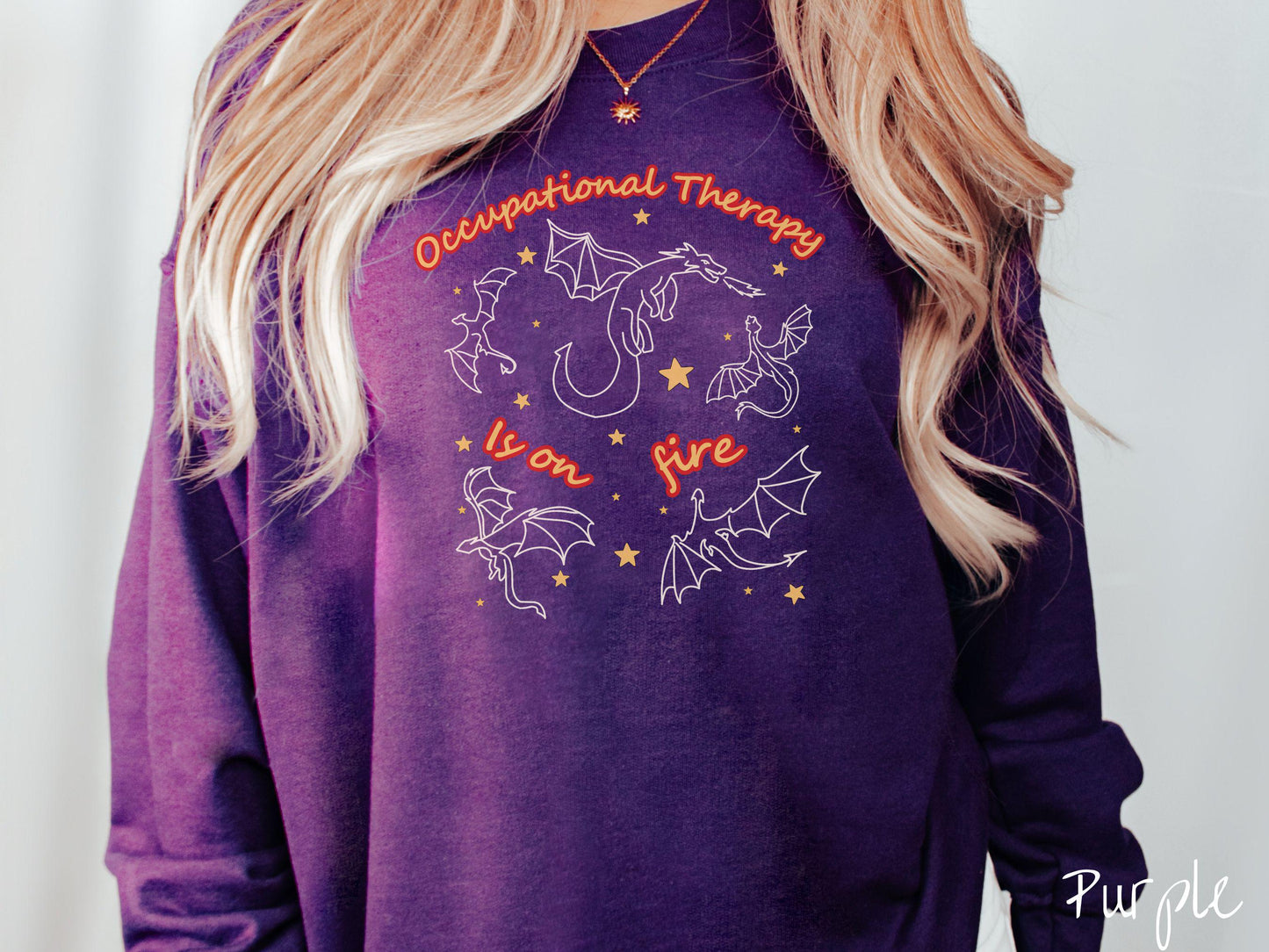 The Dragon Occupational Therapy Is On Fire Sweatshirt, Fantasy Book Tee, Romantasy Gift T-Shirt, Bookish Dragon Tee, OT Fantasy