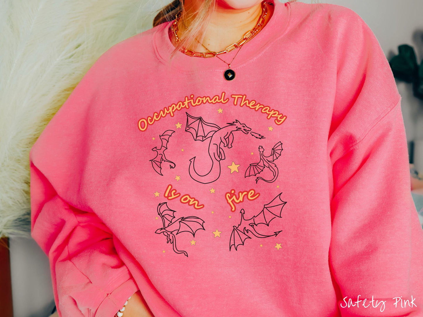 The Dragon Occupational Therapy Is On Fire Sweatshirt, Fantasy Book Tee, Romantasy Gift T-Shirt, Bookish Dragon Tee, OT Fantasy