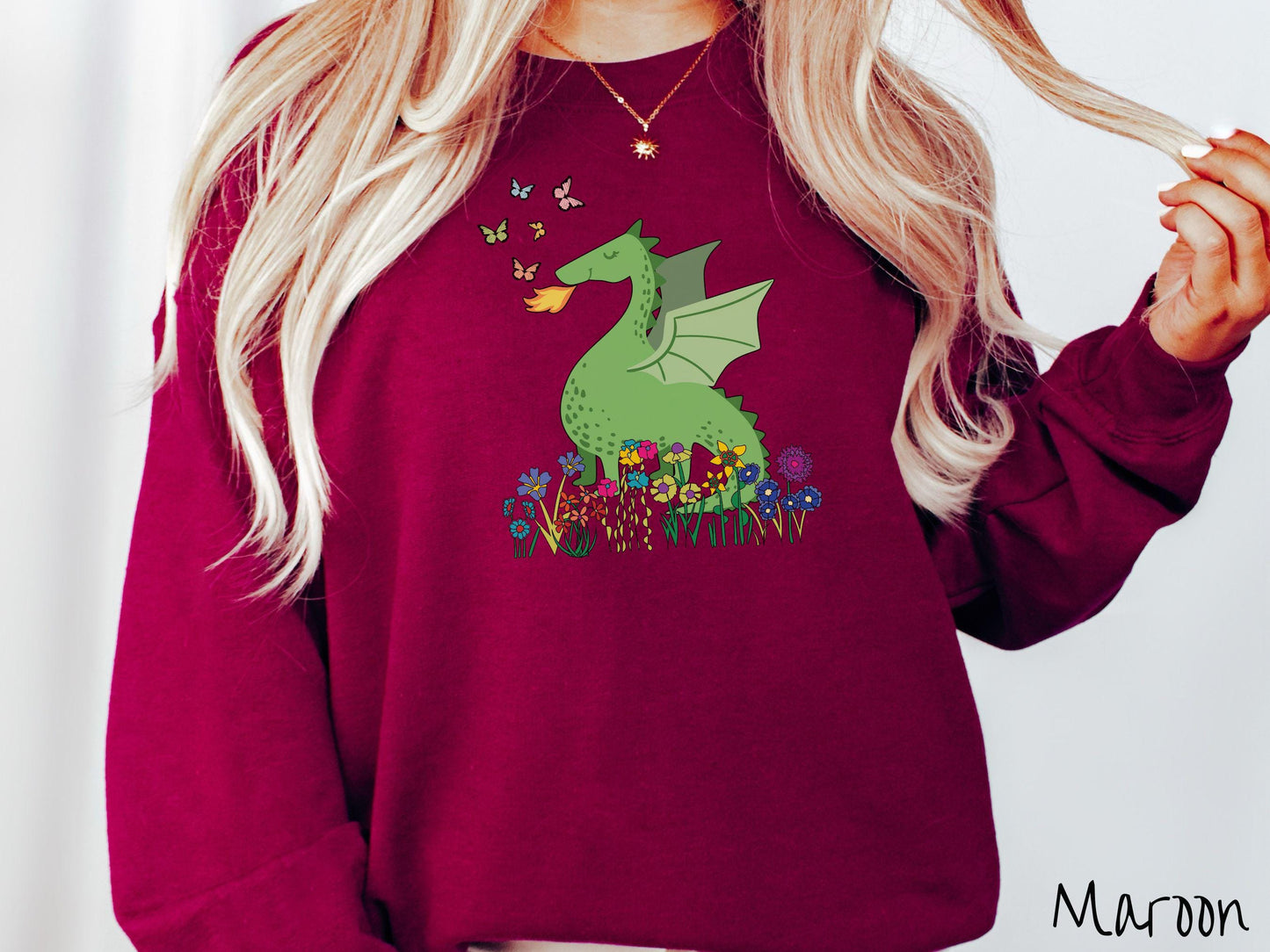 The Boho Floral Dragon Sweatshirt, Fantasy Book Tee, Romantasy Gift T-Shirt, Bookish Dragon Tee, Dragon Pun Tee