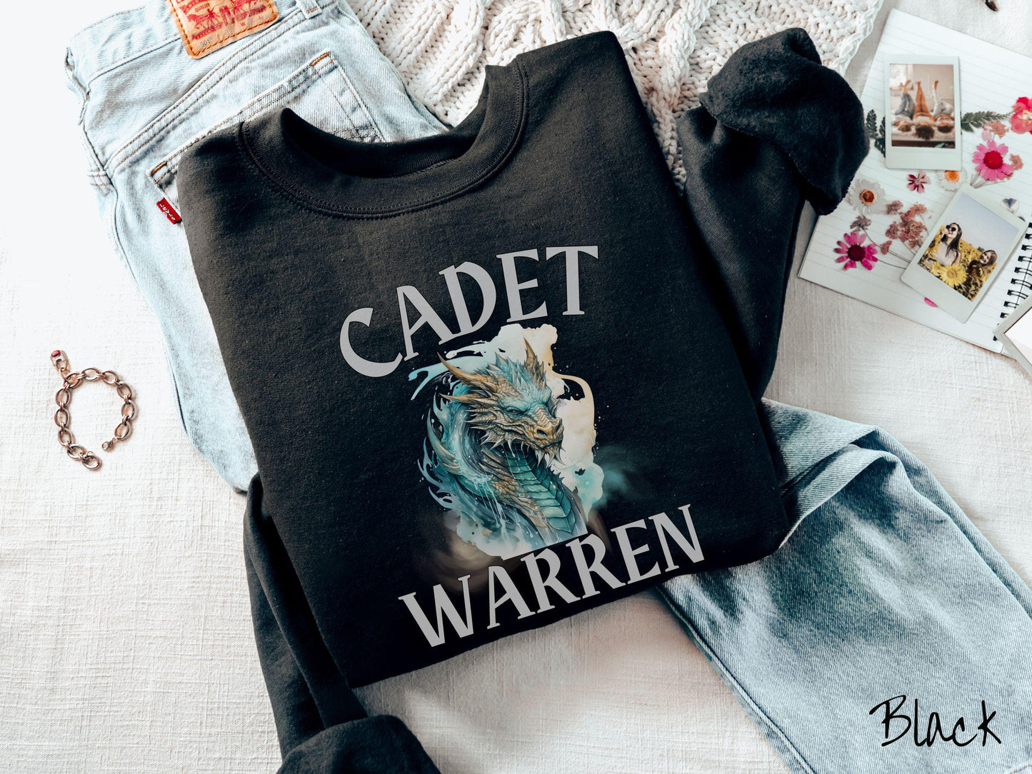 The Custom Dragon Head Cadets Sweatshirt, Personalized Fantasy Book Tee, Romantasy Gift T-Shirt, Bookish Dragon Tee, Bachelorette