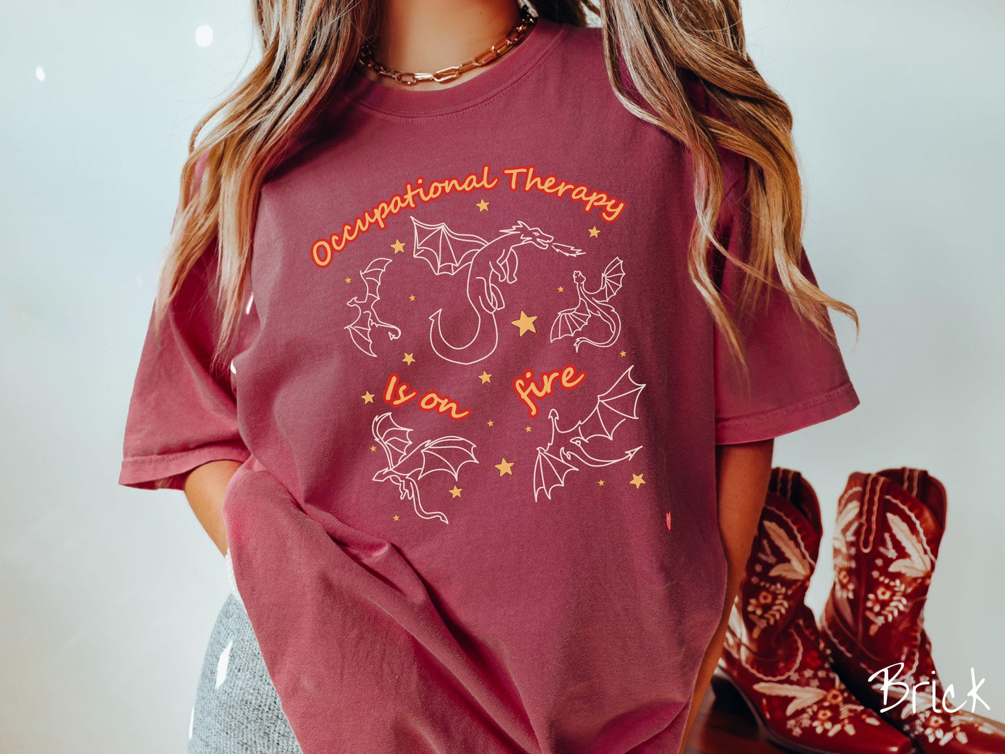 The Dragon Occupational Therapy Comfort Colors Shirt, Fantasy Book Tee, Bookish Dragon Tee, Boho Occupational Therapist