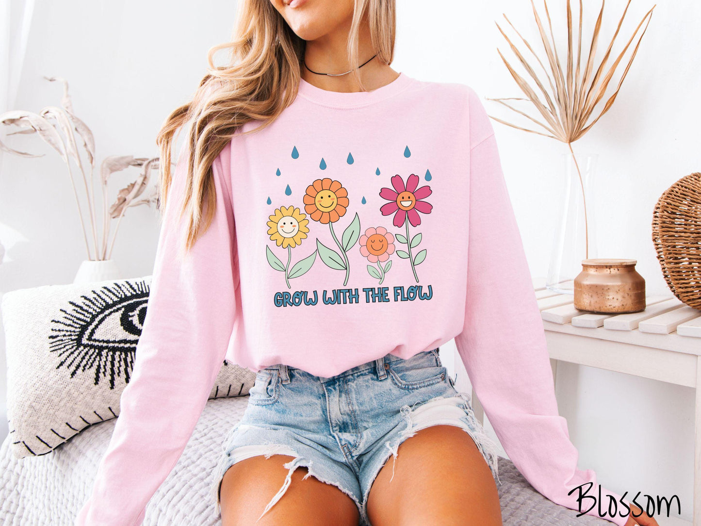 The Grow with the Flow Comfort Colors Long Sleeve Shirt, The Best Garden LoversTee Shirt Gift for Her!