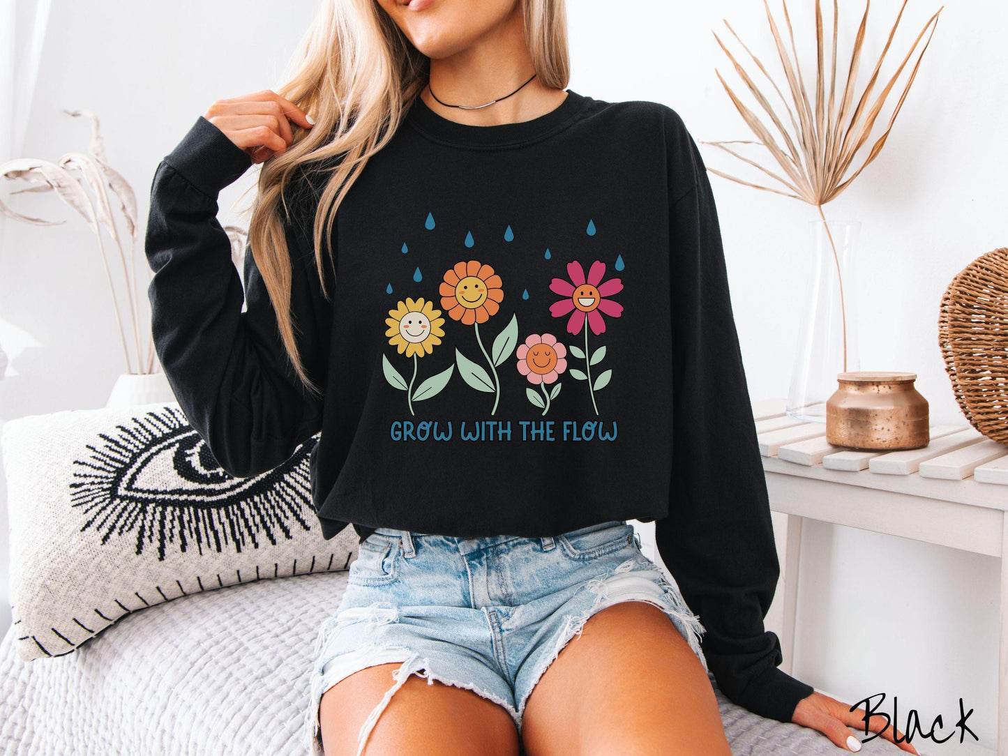 The Grow with the Flow Comfort Colors Long Sleeve Shirt, The Best Garden LoversTee Shirt Gift for Her!