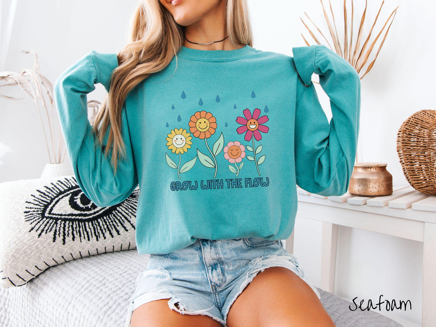 The Grow with the Flow Comfort Colors Long Sleeve Shirt, The Best Garden LoversTee Shirt Gift for Her!