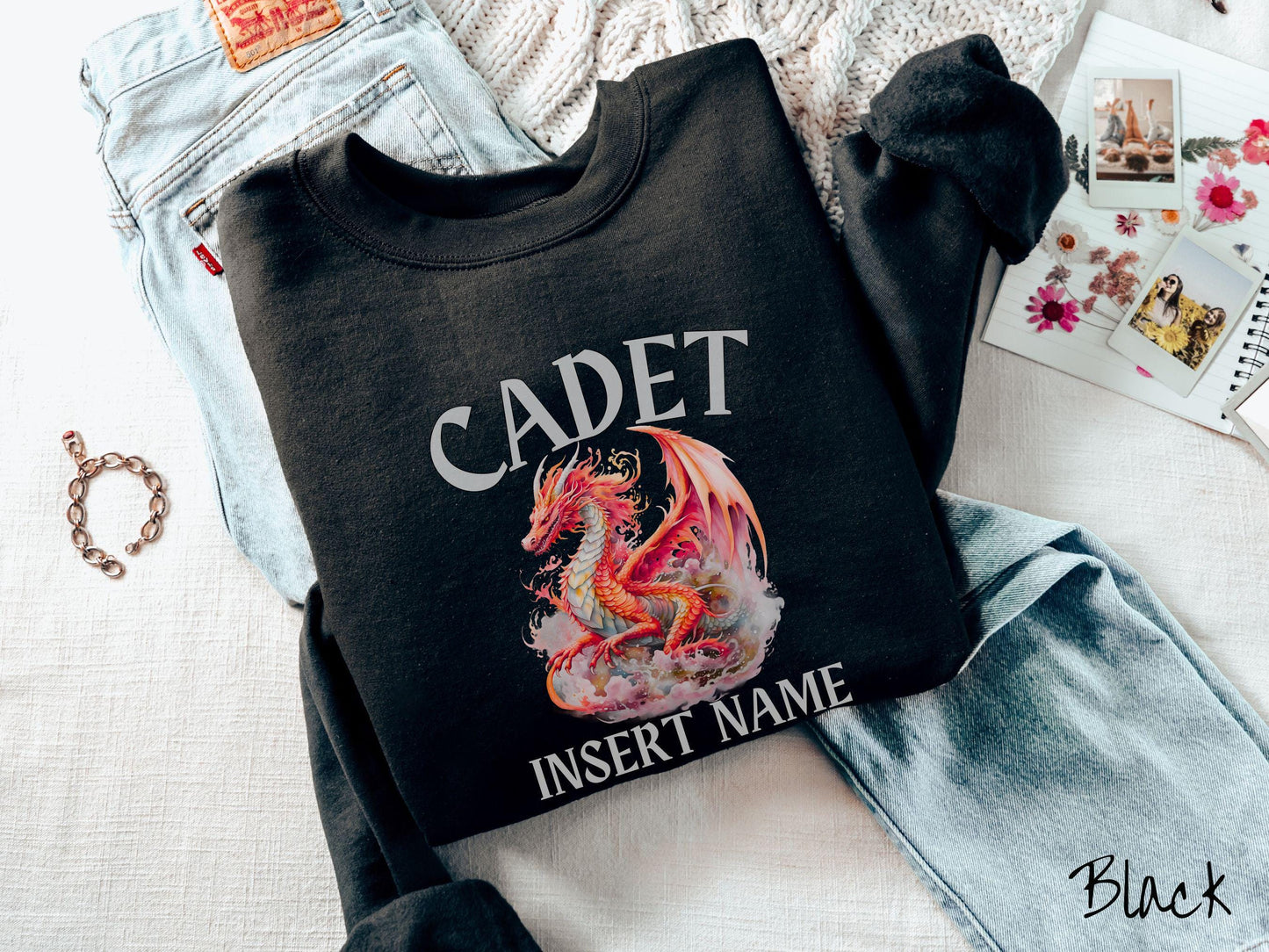 The Custom Dragon Cadets Sweatshirt, Personalized Fantasy Book Tee, Romantasy Gift T-Shirt, Bookish Dragon Tee, Bachelorette