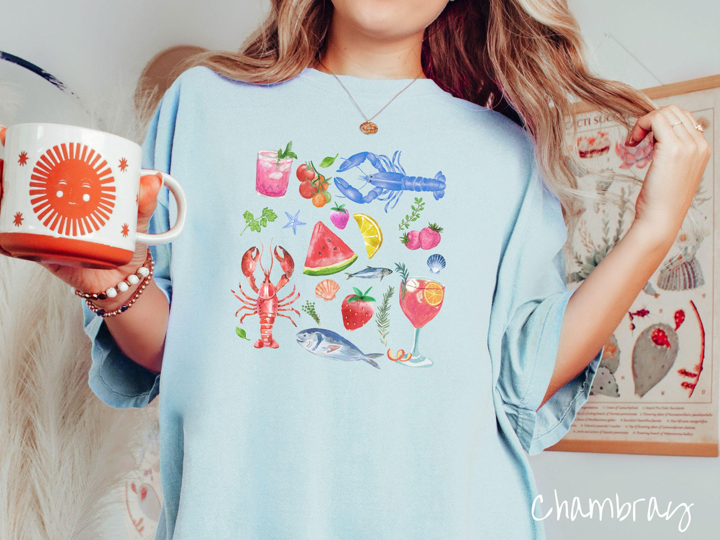 The Trendy Coastal Summer Comfort Colors Shirt, Nautical Tee-shirt, European Summer, Fish Aesthetic, East Coast Summer