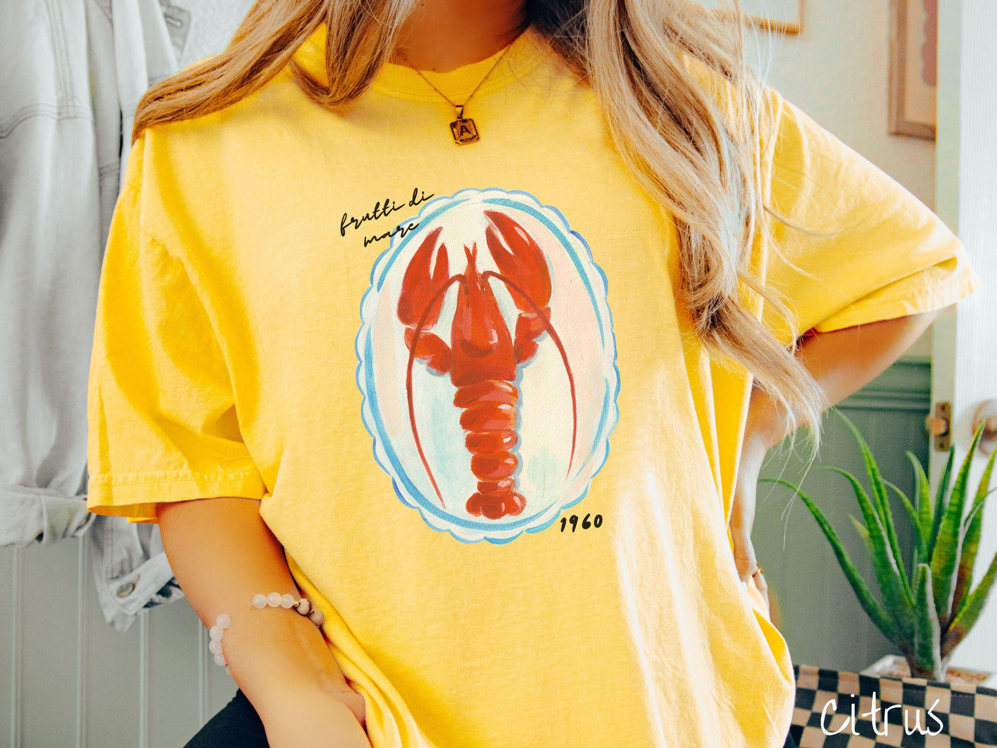 The Frutti Di Mare Lobster Comfort Colors Shirt, Nautical Tee-shirt, European Summer, Fish Aesthetic, East Coast Summer