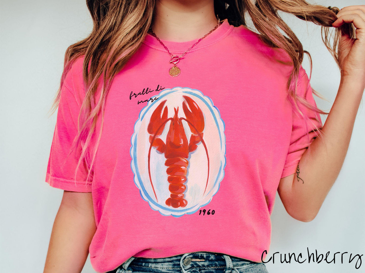 The Frutti Di Mare Lobster Comfort Colors Shirt, Nautical Tee-shirt, European Summer, Fish Aesthetic, East Coast Summer
