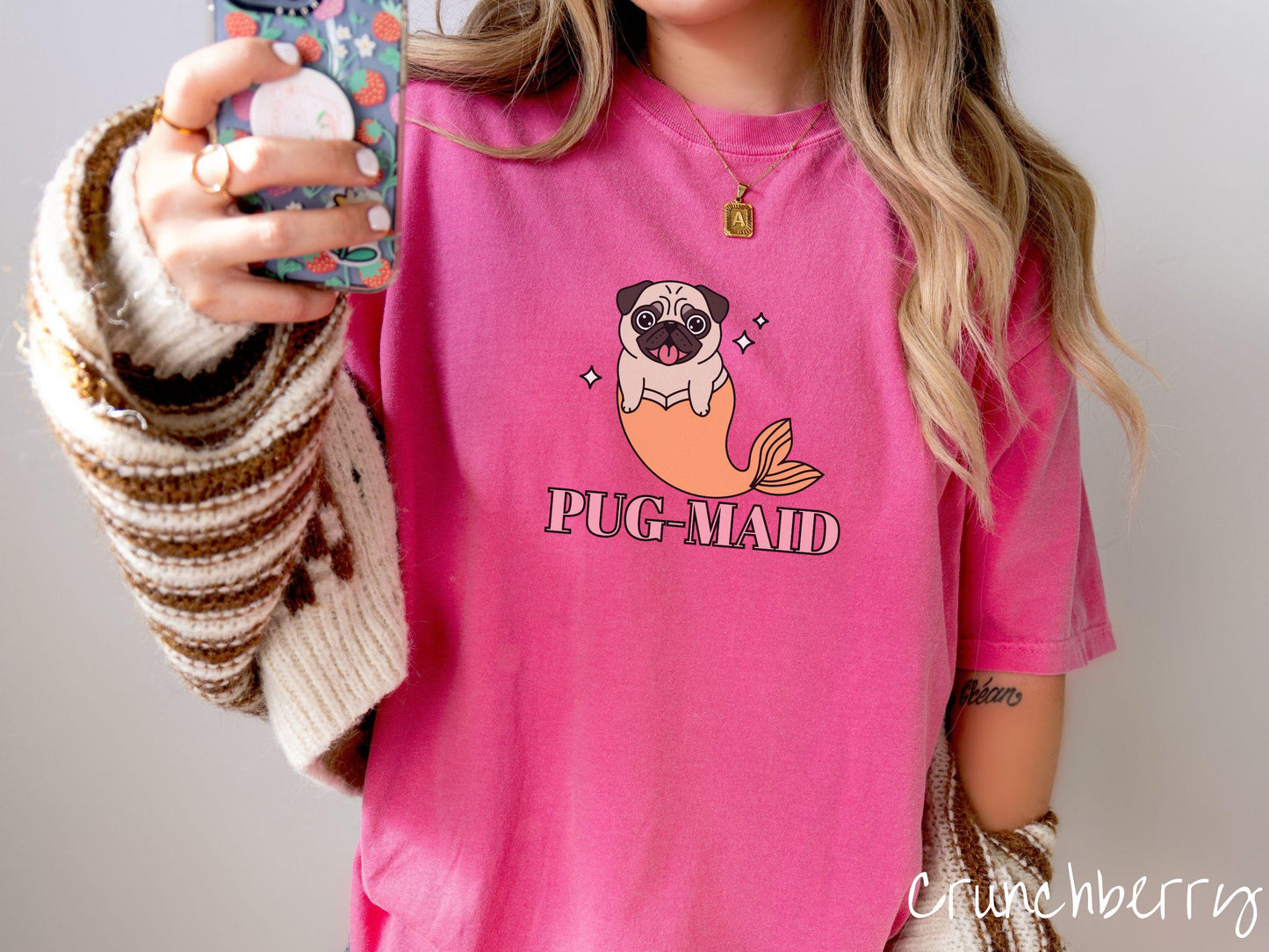 The Pug-Maid Dog Comfort Colors Shirt, Nautical Tee-shirt, Mermaid Dogs, Pug Owner Gift, Puppy Pun
