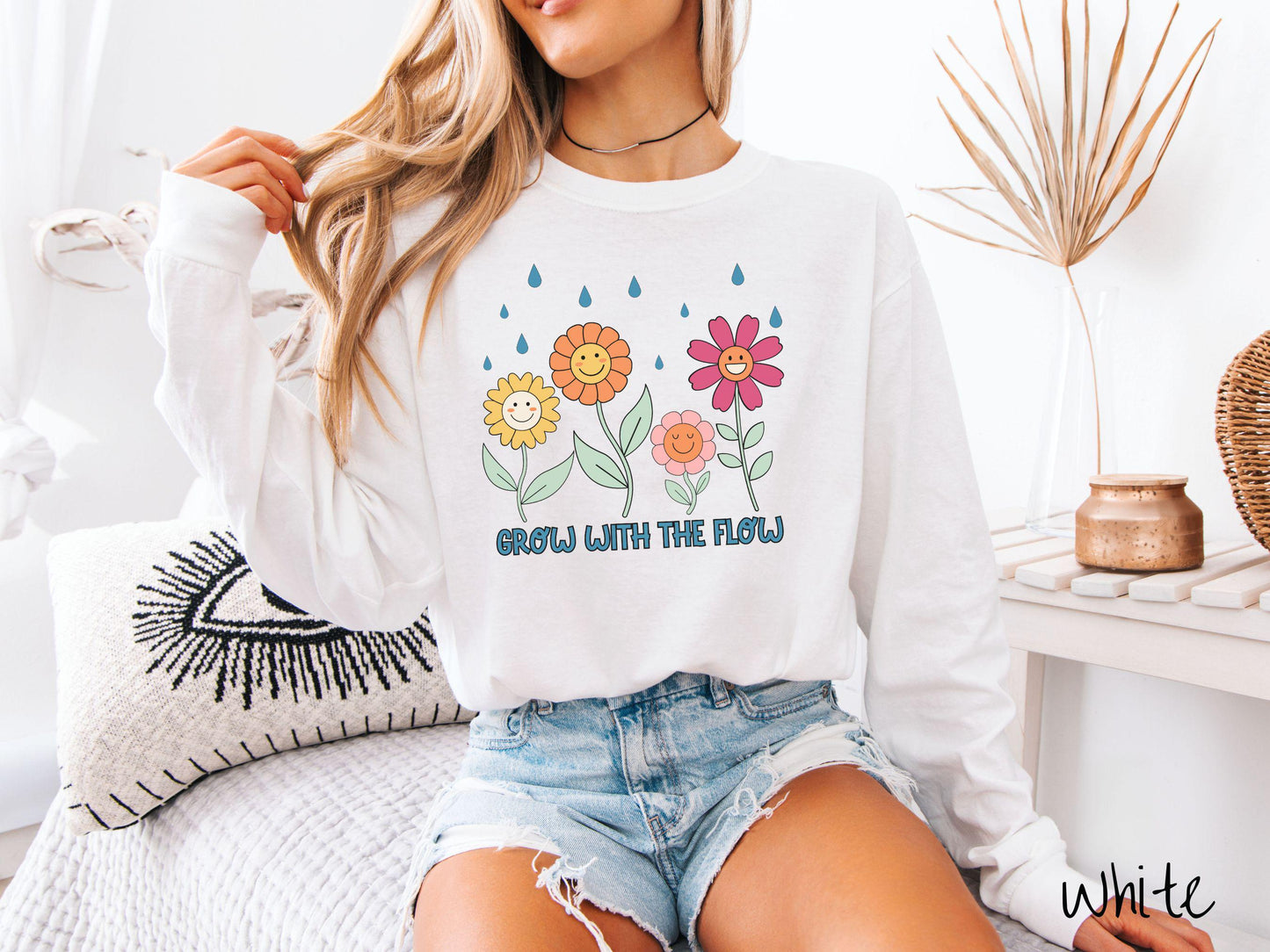 The Grow with the Flow Comfort Colors Long Sleeve Shirt, The Best Garden LoversTee Shirt Gift for Her!