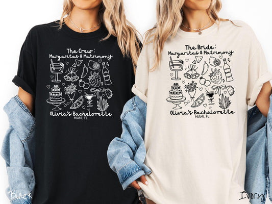 The Custom Margaritas and Matrimony Bachelorette Party Comfort Colors Shirt Custom, Nautical Bride, Personalize Bach Party Shirt, Bridal Tee