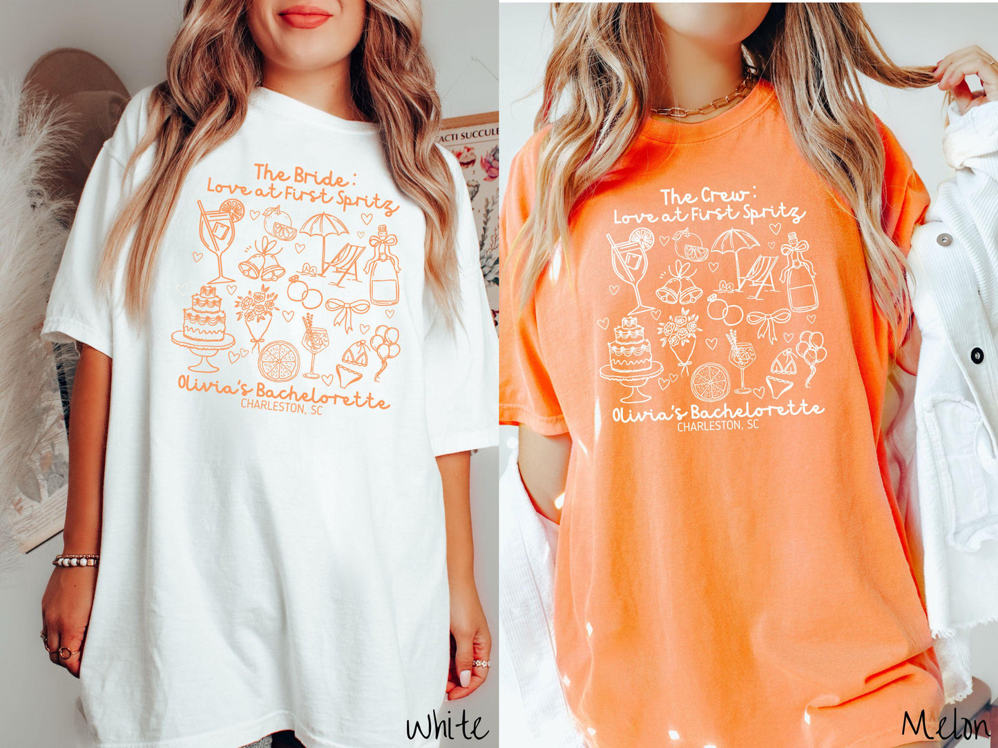The Custom Love at First Spritz Bachelorette Party Comfort Colors Shirt Custom, Aperol Bride, Personalize Bach Party Shirt, Bridal Tee