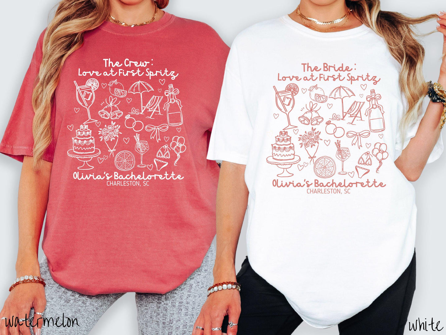 The Custom Love at First Spritz Bachelorette Party Comfort Colors Shirt Custom, Aperol Bride, Personalize Bach Party Shirt, Bridal Tee