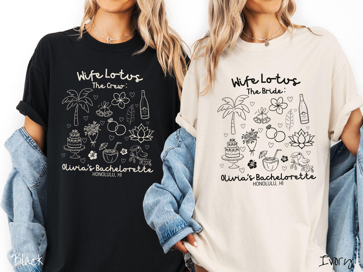 The Custom Wife Lotus Bachelorette Party Comfort Colors Shirt, Tropical Bachelorette, Personalize Bach Party Shirt, Bridal Tee