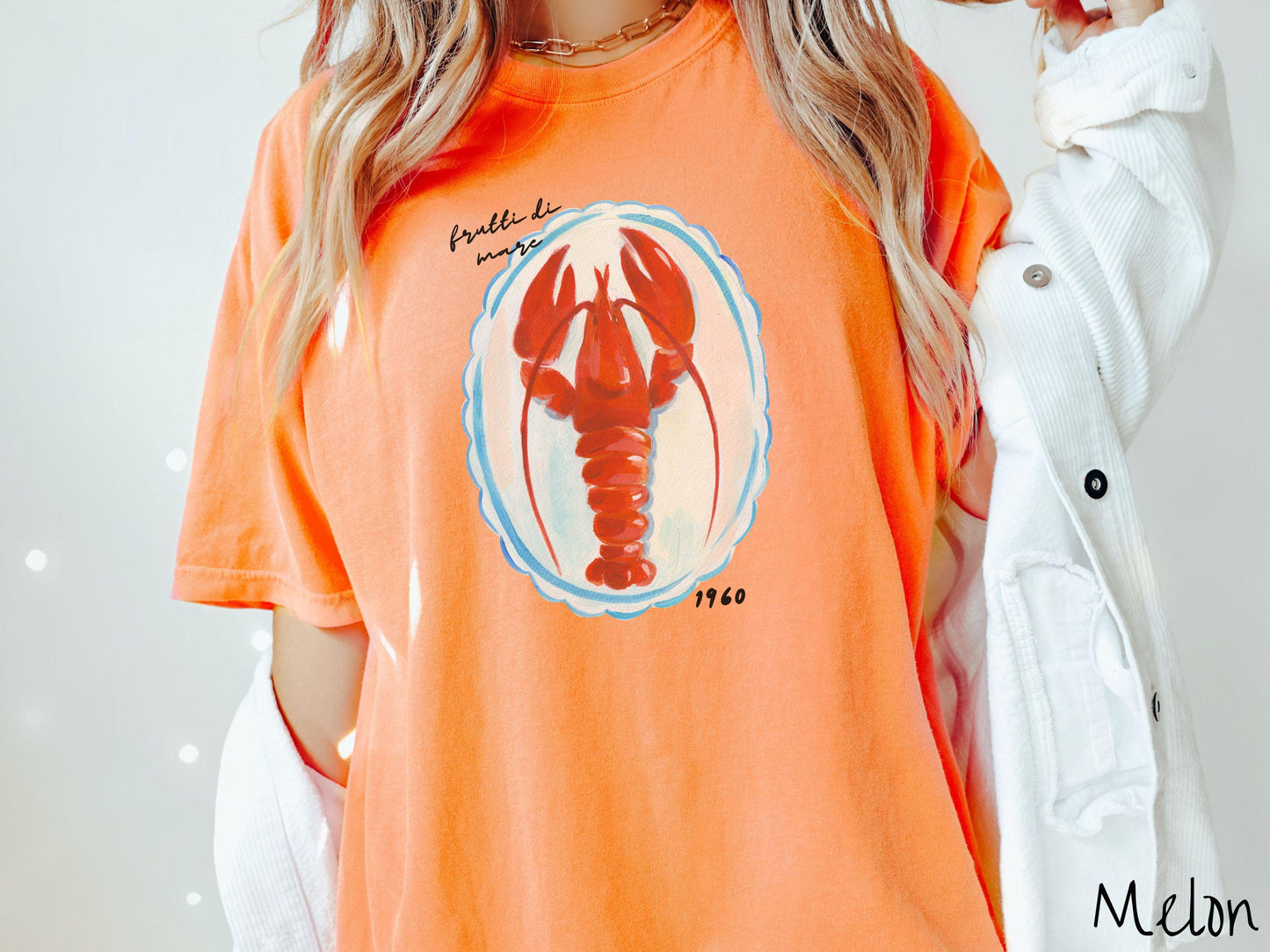 The Frutti Di Mare Lobster Comfort Colors Shirt, Nautical Tee-shirt, European Summer, Fish Aesthetic, East Coast Summer