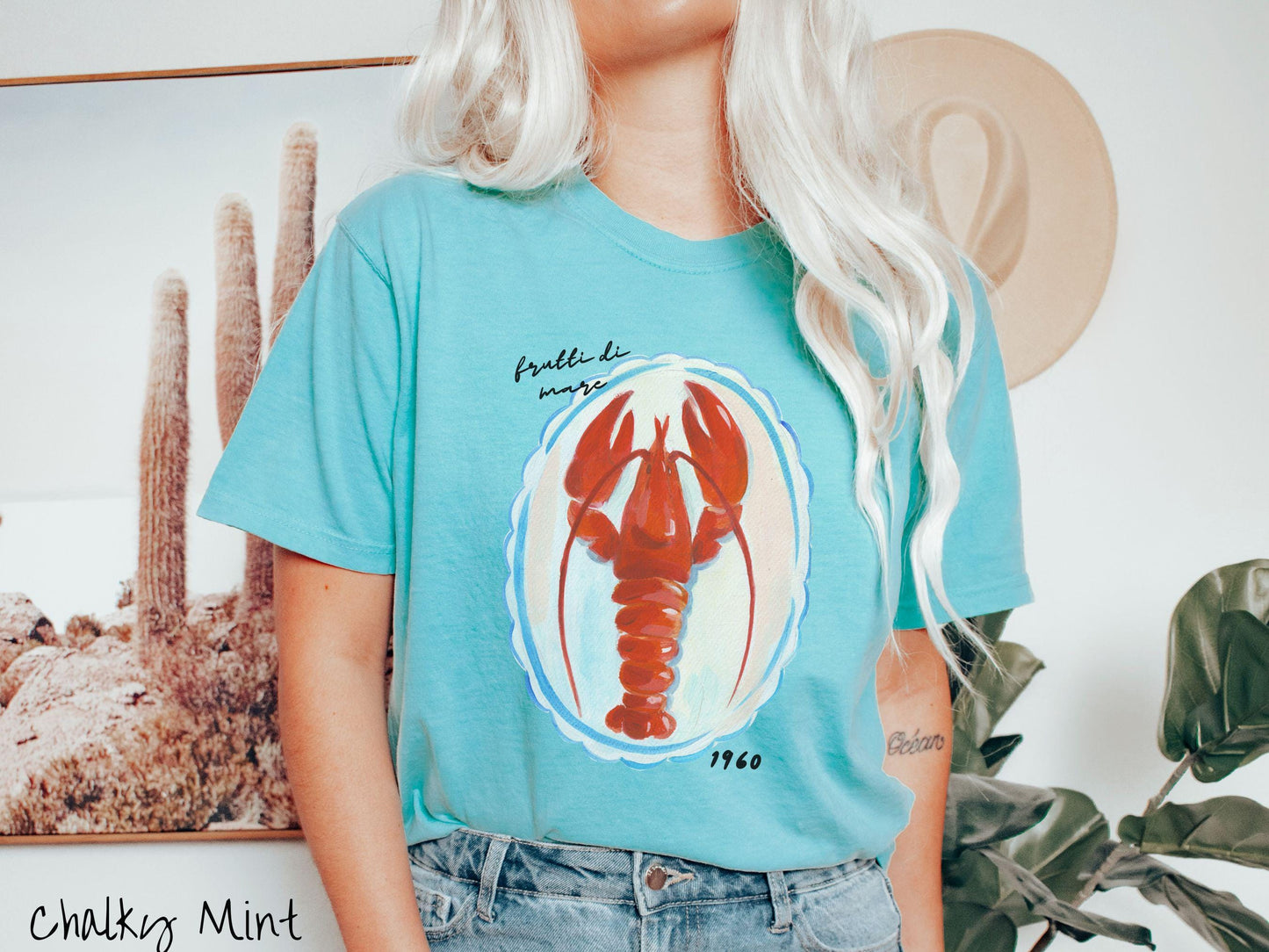 The Frutti Di Mare Lobster Comfort Colors Shirt, Nautical Tee-shirt, European Summer, Fish Aesthetic, East Coast Summer
