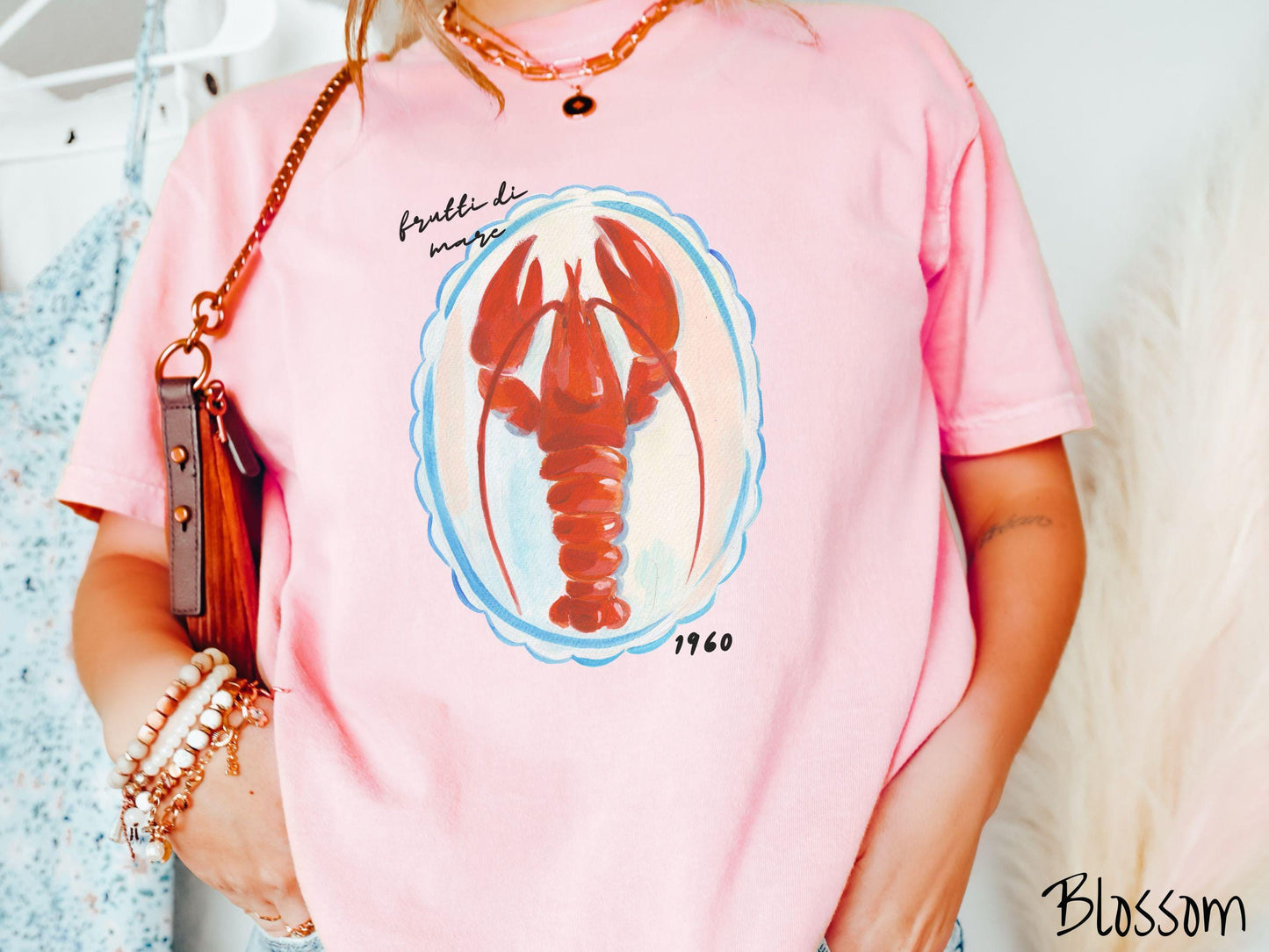 The Frutti Di Mare Lobster Comfort Colors Shirt, Nautical Tee-shirt, European Summer, Fish Aesthetic, East Coast Summer