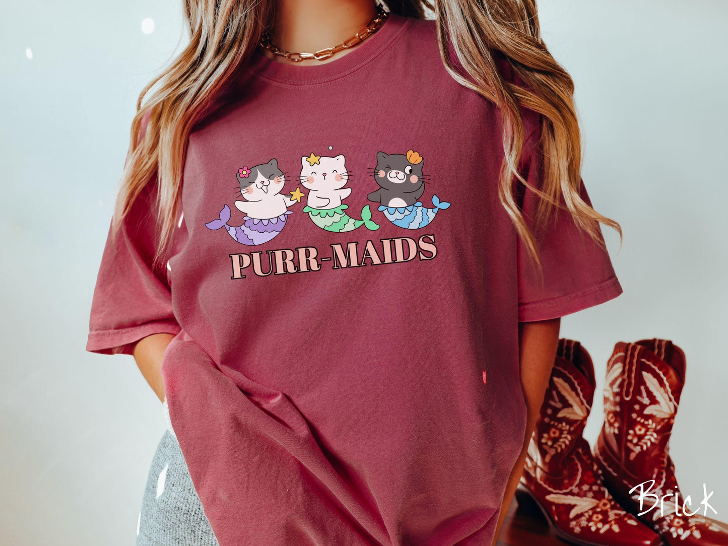 The Purr-Maid Cat Comfort Colors Shirt, Nautical Tee-shirt, Mermaid Cats, Cat Owner Gift, Kitty Pun