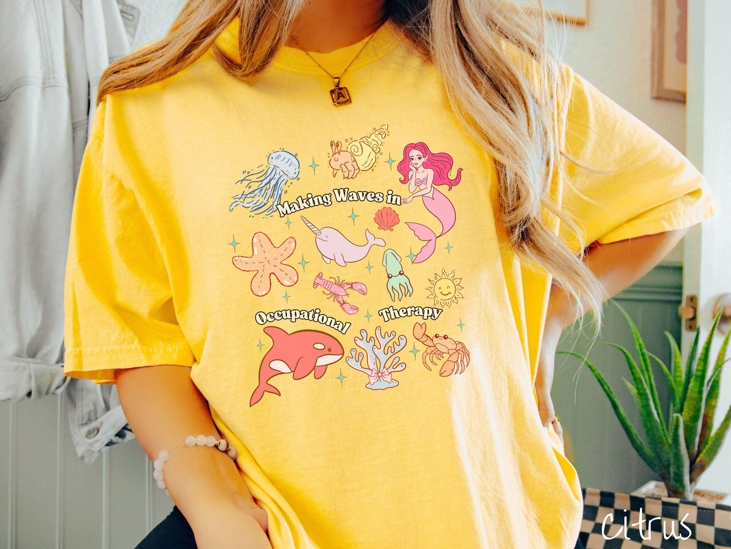 The Retro Summer Occupational Therapy Comfort Colors Shirt, Nautical Tee-shirt, Making Waves Tee, OT Gift, Under The Sea