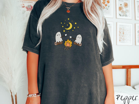 The Cozy Ghosts Camping Comfort Colors Shirt, Camping Ghost Tee, Camp Halloween Shirt, Cute Spooky Tee, Camping Gift Halloween