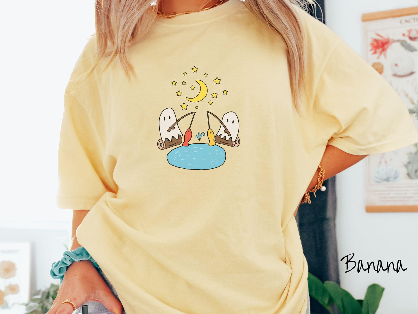 The Ghosts Fishing Comfort Colors Shirt, Camping Ghost Tee, Camp Halloween Shirt, Cute Spooky Tee, Camping Gift Halloween
