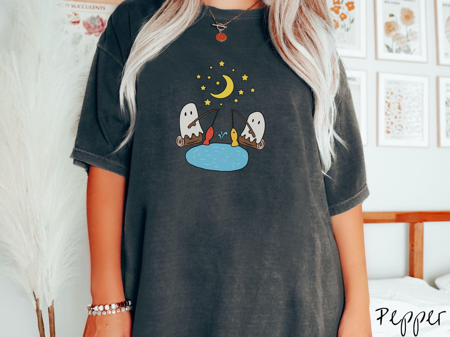 The Ghosts Fishing Comfort Colors Shirt, Camping Ghost Tee, Camp Halloween Shirt, Cute Spooky Tee, Camping Gift Halloween