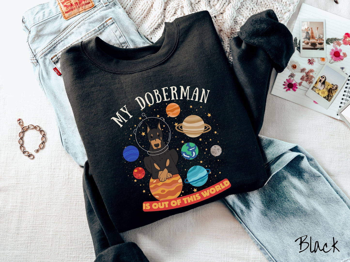 The Black and Tan Doberman Lover Sweatshirt, Gift This Doberman Galaxy Sweatshirt to the Dog Loving Friend in Your Life!