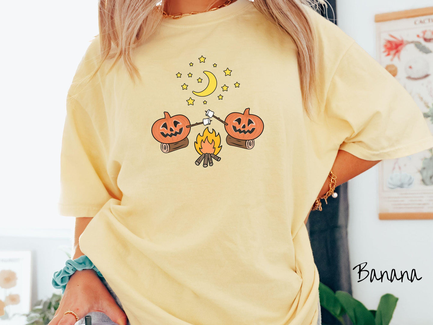 The Cozy Pumpkins Camping Comfort Colors Shirt, Camping Smores Tee, Camp Halloween Shirt, Cute Spooky Tee, Camping Gift Halloween
